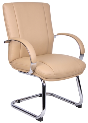 Aaria Collection Elektra Guest Chair/ Chrome Finish/ Tan Upholstery