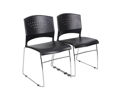 Boss Black Stack Chair With Chrome Frame 2 Pcs Pack