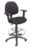 Boss Drafting Stool (B315-Bk) W/Footring And Adjustable Arms