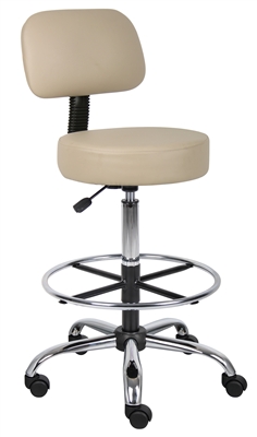 Boss Caressoft Medical/Drafting Stool W/ Back Cushion