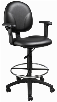 Boss Black Caressoft Drafting Stools W/Adj Arms & Footring