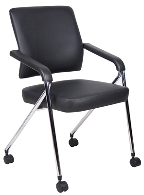 Boss Black Caressoft Plus Training Chair With Chrome Frame,2 In A Box