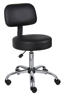 Boss Black Caressoft Medical Stool W/ Back Cushion