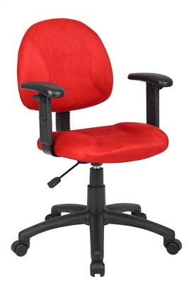 Boss Red Microfiber Deluxe Posture Chair W/ Adjustable Arms.