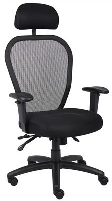 Boss Mesh Chair W/3 Paddle Mech & Headrest