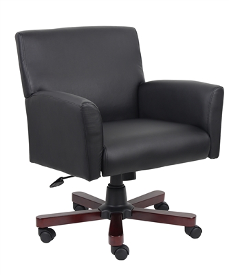 Boss Executive Box Arm Chair W/Mahogany Base