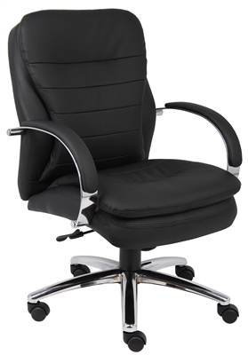 Boss Mid Back Caressoftplus Exec. Chair W/ Chrome Base