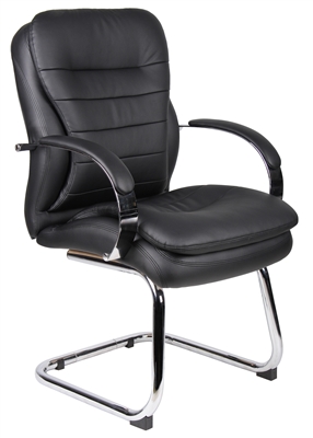 Boss Mid Back Caressoftplus Guest Chair W/ Chrome Sled Base