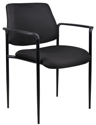 Boss Square Back  Diamond Stacking Chair W/Arm In Black