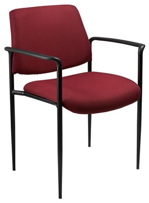 Boss Square Back  Diamond Stacking Chair W/Arm In Burgundy