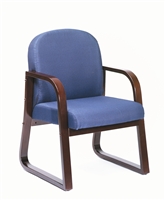 Boss Mahogany Frame Side Chair In Blue Fabric