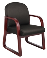 Boss Mahogany Frame Side Chair In Black Fabric