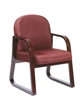 Boss Mahogany Frame Side Chair In Burgundy Fabric