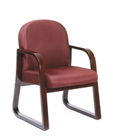 Boss Mahogany Frame Side Chair In Burgundy Fabric