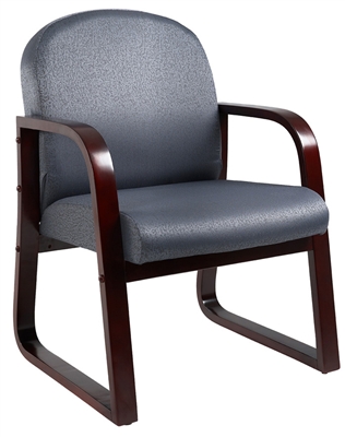Boss Mahogany Frame Side Chair In Grey Fabric