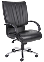 Boss High Back Black Leatherplus Executive Chair W/ Chrome Base & Arms