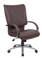 Boss High Back Bomber Brown Leather Plus Chair With Chorme Base