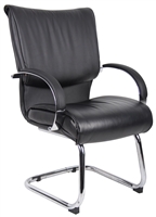 Boss Mid Back Black Leatherplus Guest Chair W/ Chrome Base & Arms