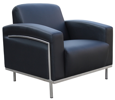 Boss Black Caressoftplus Lounge Chair W/Chrome Frame