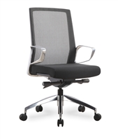 Moderno Clasico executive chair CD-411A black mesh office chair with polished aluminum arms and base