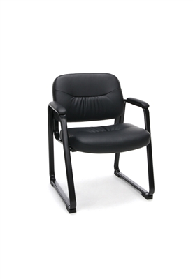 EXECUTIVE LEATHER SIDE CHAIR WITH SLED BASE