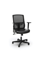 ERGONOMIC MESH BACK CHAIR WITH BONDED LEATHER SEAT, BLACK