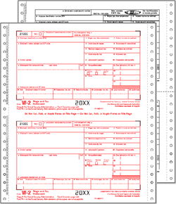 W-2 Two Wide 8-copies Carbonless Forms
