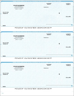 3 per Page Business Size Linen Background Laser Checks - Perfs at 3.5", 7.0", 10.5"