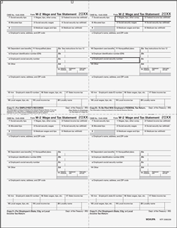W-2 [C/B/2/2] Employee’s Copies - Record Copy C, Federal Copy B, State Copy 2, and extra State/Local Copy 2 - 4-Up Quadrant Laser Forms