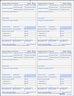 W-2 [D/1/D/1] Employer’s Copies - Four (4) File Copy D or State/Local Copy 1 - 4-Up Quadrant Laser Forms