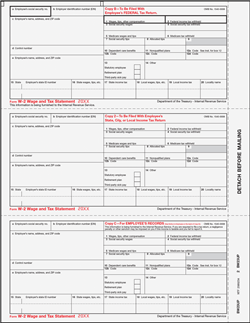 W-2 [B/2/C] Employee’s Copies - Federal Copy B, State Copy 2 and Record Copy C – 3-Up Laser Forms