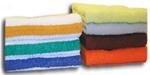 Terry bath towels, economy, solid and color stripe