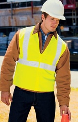 Safety vest combines reflective taping with a fluorescent body color for high visibility, Non-ANSI