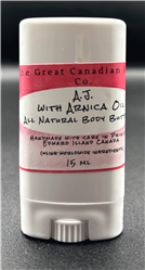 Mini AJ Arnica Body Butter – 15 ml Stick with Soothing Herbal Essential Oils