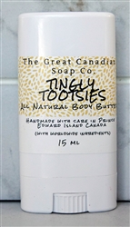 Tingly Tootsies Foot Butter in an easy to apply twist up tube.