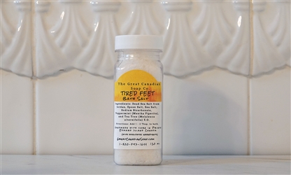 120ml Bottle of Tired Feet Foot Salts with Peppermint and Eucalyptus Essential Oils.