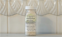 120 ml container of CF Eucalyptus Bath Salts - 100% Natural, designed to alleviate aches and chills.