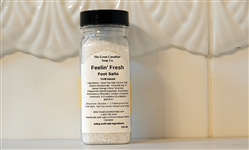 Feelin' Fresh Foot Salts - 120 ml (4.2 fl oz)
120 ml bottle of Feelin' Fresh Foot Salts - 100% Natural, invigorating blend of Citrus, Mint, Rosemary, Juniper, and Eucalyptus Essential Oils