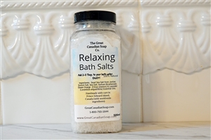 500 ml bottle of Relaxing Bath Salts with Lavender and Sweet Orange Essential Oils