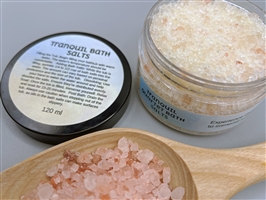 120 ml jar of Tranquil Bath Salts, perfect for a calming and soothing bath experience.