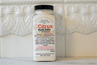 Citrus Soak Bath Salts - 500 ml (16.9 fl oz)
500 ml bottle of Citrus Soak Bath Salts - 100% Natural, vibrant blend of Tangerine, Grapefruit, Lime & Sweet Orange Essential Oils.