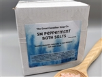 Cardboard box of SM Peppermint Bath Salts with essential oils blend for muscle relaxation.