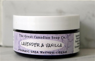 Lavender & Vanilla Organic Shea Butter Cream - 99% Natural - 60 ml (2.0 fl oz)
