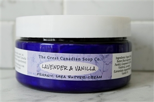 Lavender & Vanilla Organic Shea Butter Cream - 99% Natural -240 ml (8.1 fl oz)