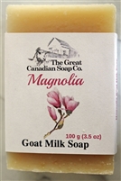 Luxurious Magnolia Goat Milk Soap bar, displaying its creamy texture and floral design, embodying the essence of southern magnolia elegance