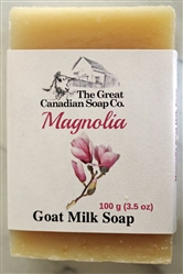 Luxurious Magnolia Goat Milk Soap bar, displaying its creamy texture and floral design, embodying the essence of southern magnolia elegance