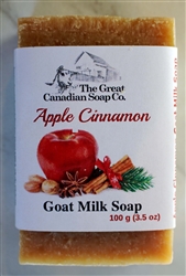 Handmade Apple Cinnamon Goat Milk Soap, rich in coconut and olive oils, with a warm, autumn-inspired fragrance.