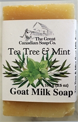 Tea Tree & Mint Goat Milk Soap - 100% Natural - Rectangle Bar 100 g (3.5 oz)