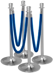 4-Post Pack with three 6' Cambridge Blue Foam Core Swag Ropes and Chrome Snap Hooks