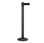 Basic Retractable Belt Stanchion Wrinkle Black with 7' Belt